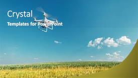  Presentation with corn field - Beautiful slide deck featuring drone-quad-copter-on-green backdrop and a teal colored foreground