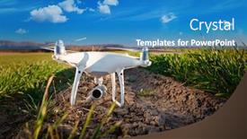  Presentation with corn field - PPT theme having drone-quad-copter-on-green background and a teal colored foreground