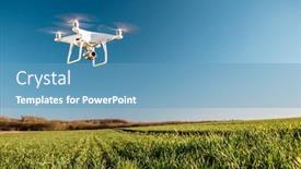  Presentation with corn field - PPT theme featuring drone-quad-copter-on-green background and a teal colored foreground