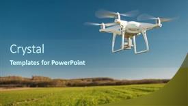  Presentation with corn field - PPT theme with drone-quad-copter-on-green background and a ocean colored foreground