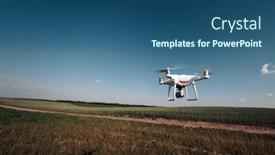  Presentation with drone - Cool new PPT layouts with drone-quad-copter-on-green backdrop and a ocean colored foreground