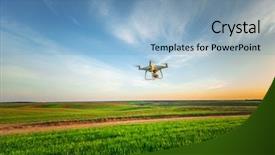  Presentation with corn field - Slides having drone quad copter on yellow background and a  colored foreground