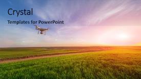  Presentation with corn field - Beautiful theme featuring drone quad copter on yellow backdrop and a  colored foreground