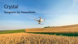 Presentation with agri corn field - Audience pleasing PPT layouts consisting of drone quad copter on yellow backdrop and a  colored foreground