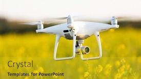 Presentation with drone - Beautiful PPT theme featuring drone-quad-copter-on-yellow backdrop and a gold colored foreground
