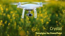 Presentation with drone - Audience pleasing slide set consisting of drone-quad-copter-on-yellow backdrop and a tawny brown colored foreground