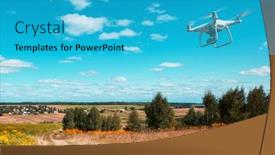  Presentation with drone - PPT theme consisting of drone-quad-copter-on-yellow background and a cyan colored foreground