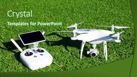  Presentation with camera drone - Slide set featuring drone-quad-copter-with-high background and a forest green colored foreground