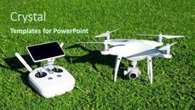  Presentation with camera drone - Audience pleasing presentation theme consisting of drone-quad-copter-with-high backdrop and a forest green colored foreground