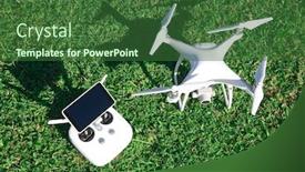  Presentation with camera drone - Slide deck with drone-quad-copter-with-high background and a forest green colored foreground