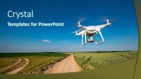  Presentation with drone quadcopter - Slide deck enhanced with drone-quadcopter-on-green-corn background and a ocean colored foreground