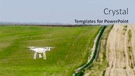  Presentation with quadcopter - PPT layouts featuring drone-quadcopter-on-green-corn background and a light blue colored foreground