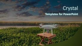  Presentation with drone quadcopter - Theme enhanced with drone-quadcopter-on-green-corn background and a ocean colored foreground