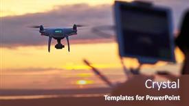  Presentation with camera drone - Amazing PPT theme having drone-quadcopter-with-digital-camera backdrop and a tawny brown colored foreground