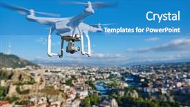  Presentation with drone technology - PPT layouts enhanced with drone quadcopter with digital camera background and a teal colored foreground