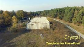  Presentation with drone military - Slides with drone-quadrocopter-explores-an-abandoned background and a tawny brown colored foreground