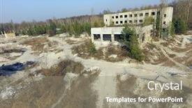  Presentation with abandoned - Cool new slide deck with drone-quadrocopter-explores-an-abandoned backdrop and a gray colored foreground