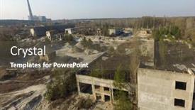  Presentation with industrial - Amazing slide deck having drone-quadrocopter-explores-an-abandoned backdrop and a tawny brown colored foreground