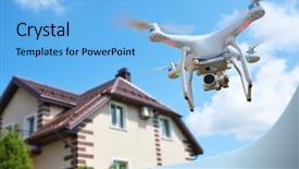  Presentation with drone technology - Amazing PPT theme having drone quadrocopter usage private property backdrop and a light blue colored foreground