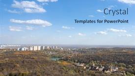  Presentation with scenery - PPT layouts with drone-scenery-of-kyiv background and a light blue colored foreground