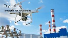  Presentation with drone - Presentation featuring drone service power electrical station background and a light blue colored foreground