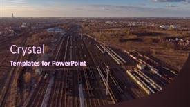  Presentation with tracks - Beautiful slide set featuring drone-shot-over-a-railway backdrop and a wine colored foreground