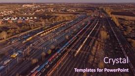  Presentation with tracks - Presentation theme having drone-shot-over-a-railway background and a wine colored foreground
