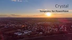  Presentation with drone - Amazing presentation theme having drone-shot-small-european-city backdrop and a seafoam green colored foreground