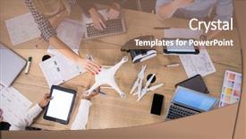  Presentation with business ventures - Amazing slide deck having drone technology for future backdrop and a coral colored foreground