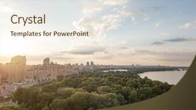  Presentation with oasis - Cool new PPT layouts with drone to obolon district oasis backdrop and a sky blue colored foreground