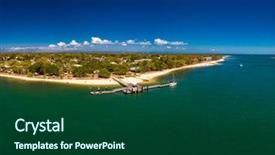  Presentation with queensland - Slide deck enhanced with drone view of bongaree jetty background and a forest green colored foreground