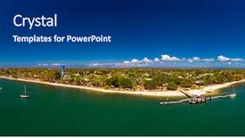 Presentation with drone - Amazing PPT theme having drone view of bongaree jetty backdrop and a ocean colored foreground