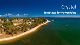  Presentation with queensland - Slide set consisting of drone view of bongaree jetty background and a ocean colored foreground
