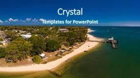  Presentation with queensland - Beautiful slides featuring drone view of bongaree jetty backdrop and a ocean colored foreground