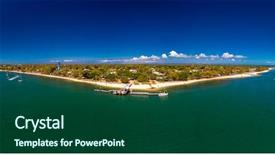  Presentation with queensland - Theme with drone view of bongaree jetty background and a forest green colored foreground