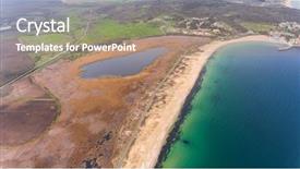  Presentation with bulgarian - Slide deck enhanced with drone view of bulgarian coastline background and a coral colored foreground