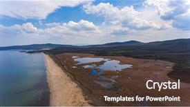  Presentation with bulgarian - Theme enhanced with drone view of bulgarian coastline background and a  colored foreground