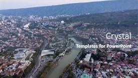  Presentation with drone - Presentation design having drone-view-of-old-city background and a  colored foreground