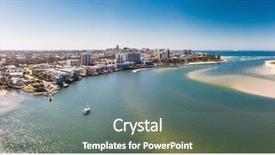  Presentation with queensland - PPT theme consisting of drone view of pumicestone passage background and a seafoam green colored foreground