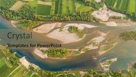  Presentation with drone - PPT theme with drone-view-of-river-drina background and a coral colored foreground