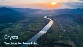  Presentation with drone - Colorful slide deck enhanced with drone-view-of-river-drina backdrop and a tawny brown colored foreground