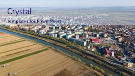  Presentation with aerial - Audience pleasing slide set consisting of drone view of small town backdrop and a  colored foreground