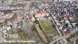  Presentation with transylvania - Presentation design featuring drone view of small town background and a  colored foreground