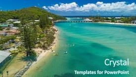  Presentation with queensland - Amazing slide set having drone view of tallebudgera creek backdrop and a ocean colored foreground