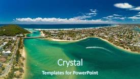  Presentation with queensland - Beautiful PPT theme featuring drone view of tallebudgera creek backdrop and a ocean colored foreground