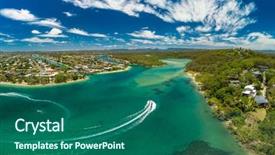  Presentation with queensland - Slide set with drone view of tallebudgera creek background and a ocean colored foreground