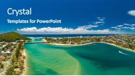  Presentation with queensland - PPT theme having drone view of tallebudgera creek background and a ocean colored foreground