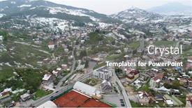  Presentation with drone - Presentation theme consisting of drone-view-og-houses background and a gray colored foreground