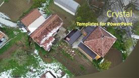  Presentation with drone - Slide set having drone-view-og-houses background and a tawny brown colored foreground