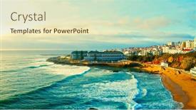  Presentation with blue waves - PPT theme having drone-view-over-sandy-beach background and a soft green colored foreground